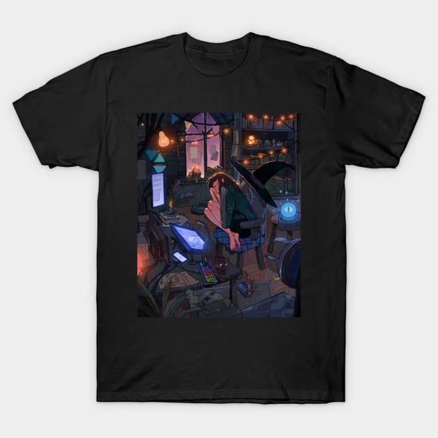 Drawing at Night T-Shirt by SimzArt